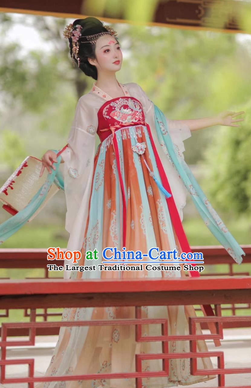 Hanfu Tang Dynasty One Piece High Waist Ruqun Chinese Hezi Dress Ancient Goddess Costume