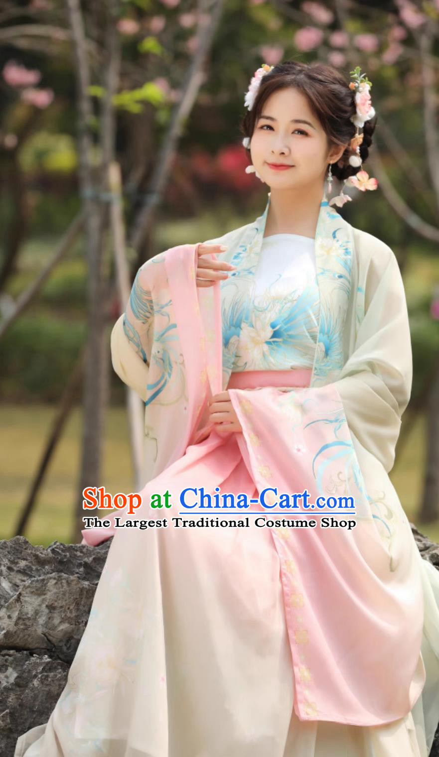 Pink Ephemeral Song Dynasty Hanfu Women Ethereal Gradient Costume Duijin Wide Sleeve Slip One Piece High Waist Dress Set