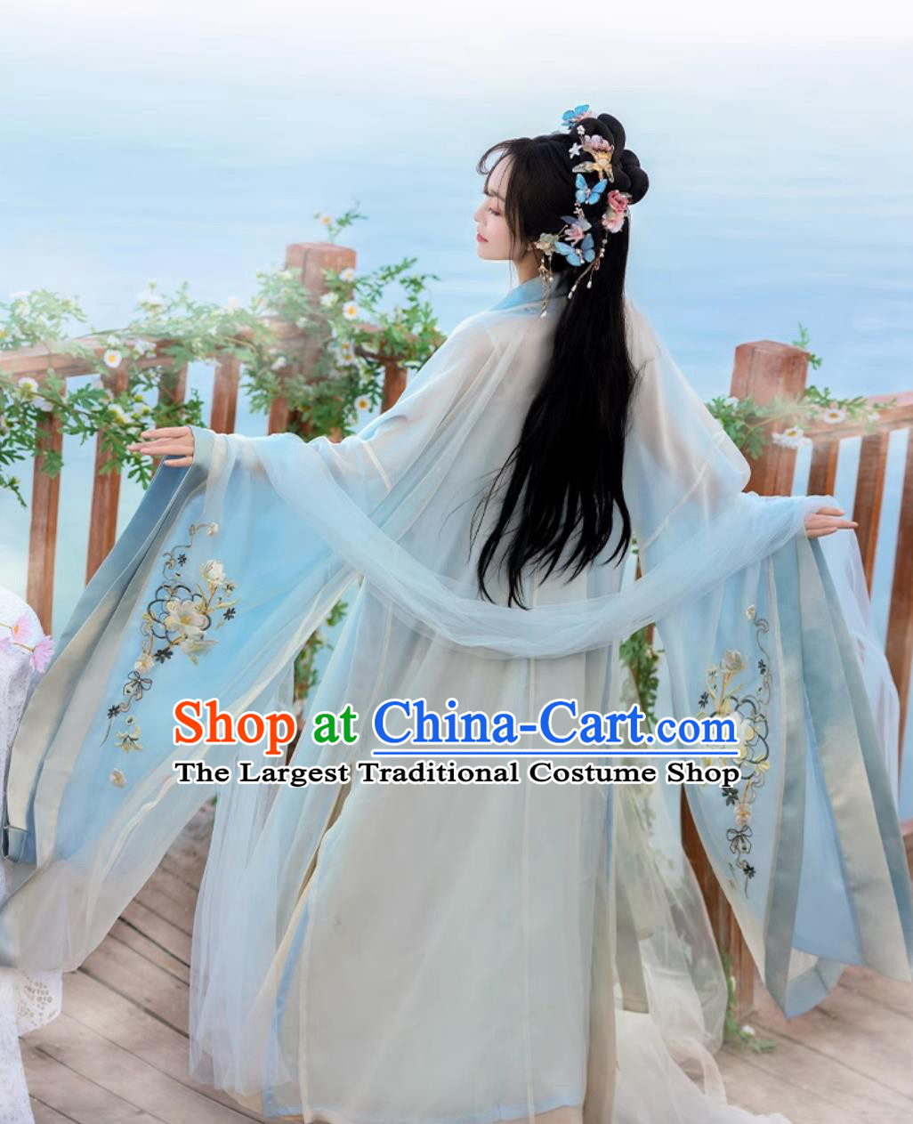 Ancient Hanfu Women High Waist Wide Sleeve Top Slip Pleated Skirt Gradient Song Dynasty Costumes Set