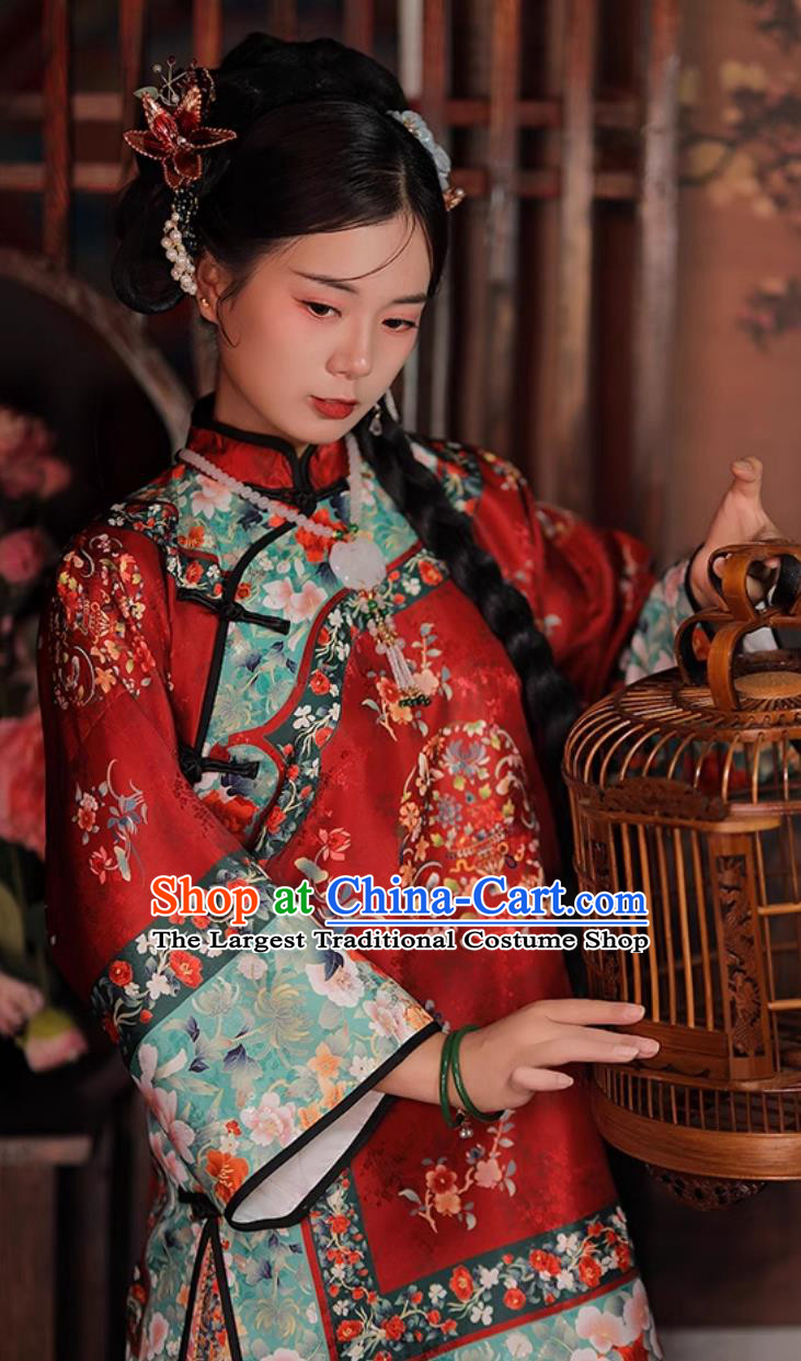 Ancient Chinese Women Costume Horse Face Skirt Qing Dynasty Han Women Clothing