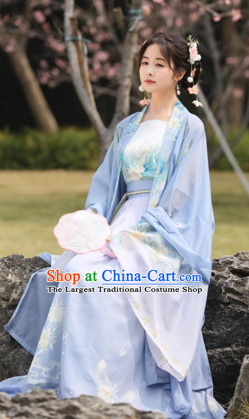 Epiphyllum Song Style Hanfu Chinese Women Gradient Duijin Wide Sleeves Halter One Piece High Waist Skirt Complete Set