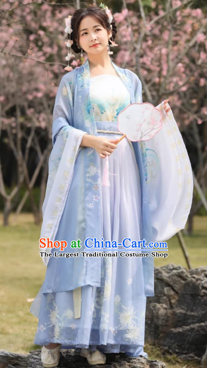 Epiphyllum Song Style Hanfu Chinese Women Gradient Duijin Wide Sleeves Halter One Piece High Waist Skirt Complete Set