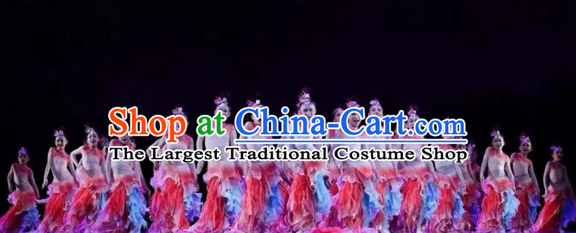 Little Lotus Charm Cloud Waves Koi Leaping Stage Performance Costume Adult Children Opening Dance Costume