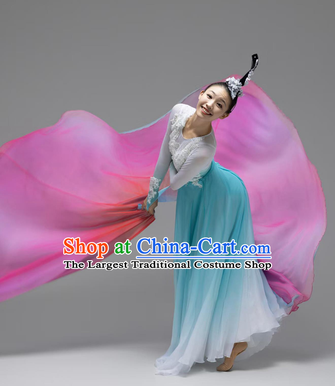Hibiscus Like Brocade Full Of City Flowers Classical Dance Costume Stage Performance Dress Chinese Style Women Group Dance Clothing
