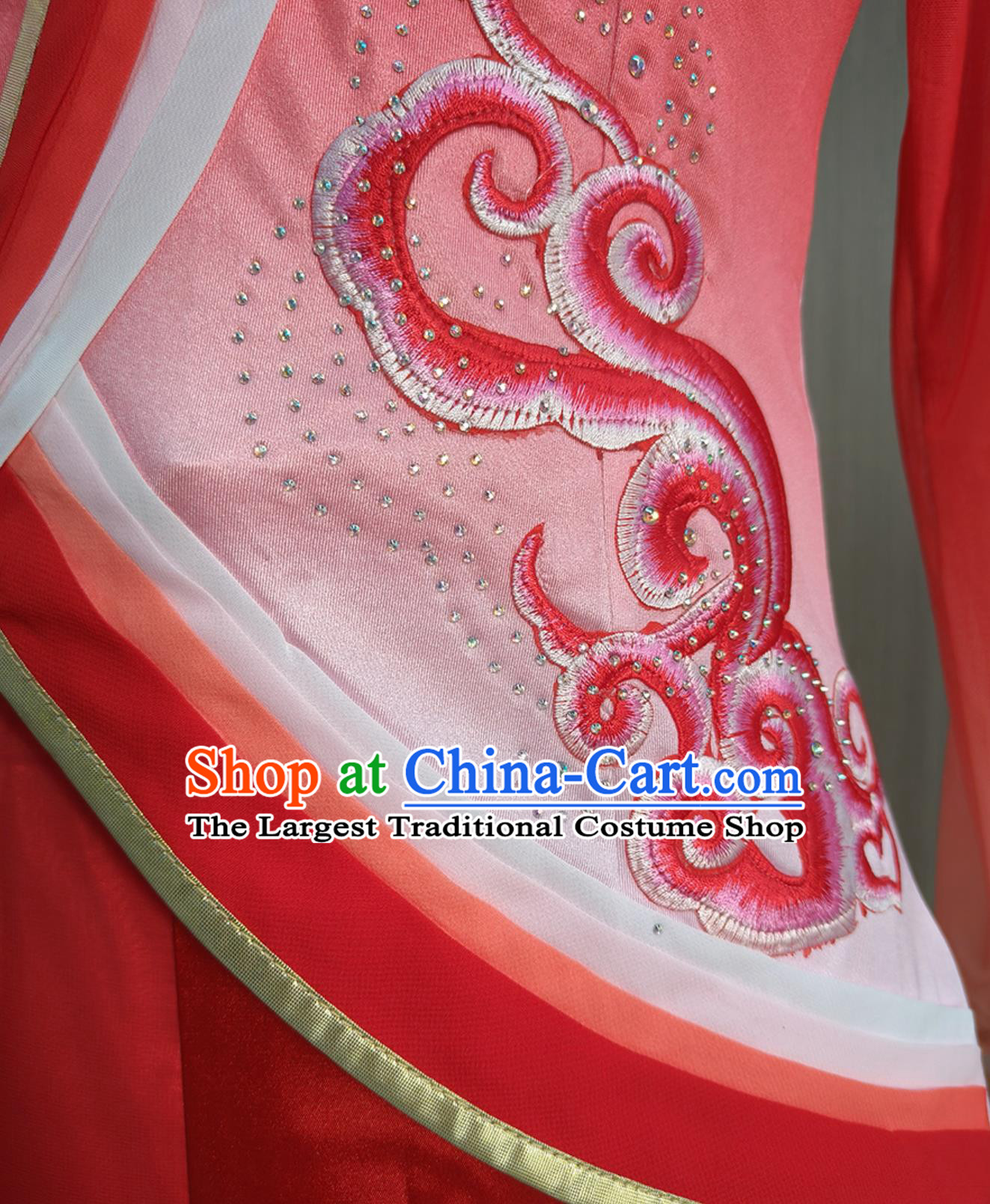 Womens Yangko Dance Costume Celebration Dress Yangko Waist Drum Dance Red Dance Uniform