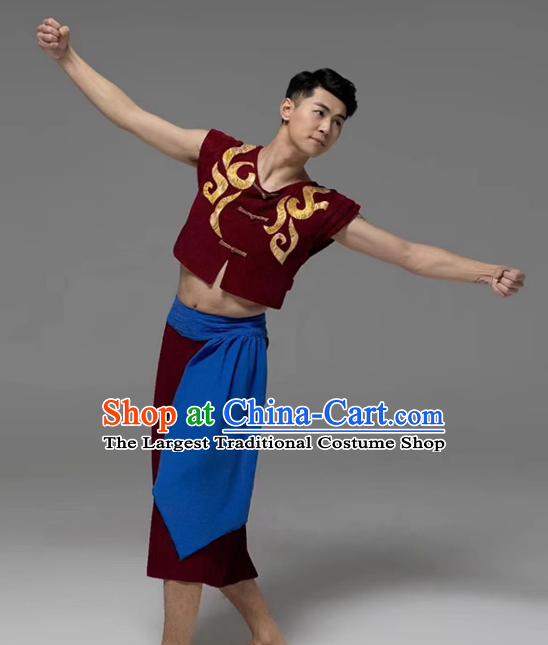 Wine Red Harvest Song Dance Costume Wheat Threshing Chant Performance Outfit Song And Farmer Labor Dance Clothing
