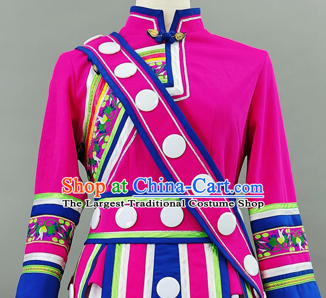 Chinese Ethnic Minority Dance Costume Yunnan March Third Performance Clothing Miao Yi Tujia Festival Dress and Headwear
