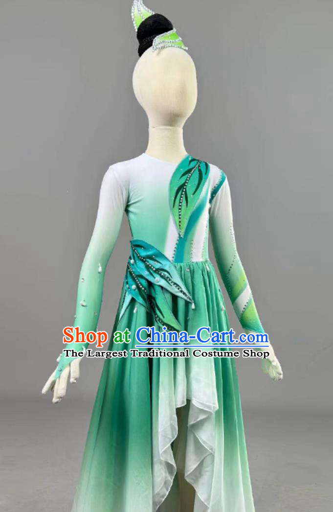 Little Lotus Charm Dance Costume Original Play Green Leaves Childrens Day Stage Performance Dress