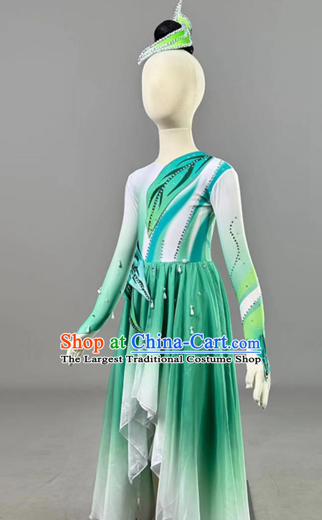 Little Lotus Charm Dance Costume Original Play Green Leaves Childrens Day Stage Performance Dress