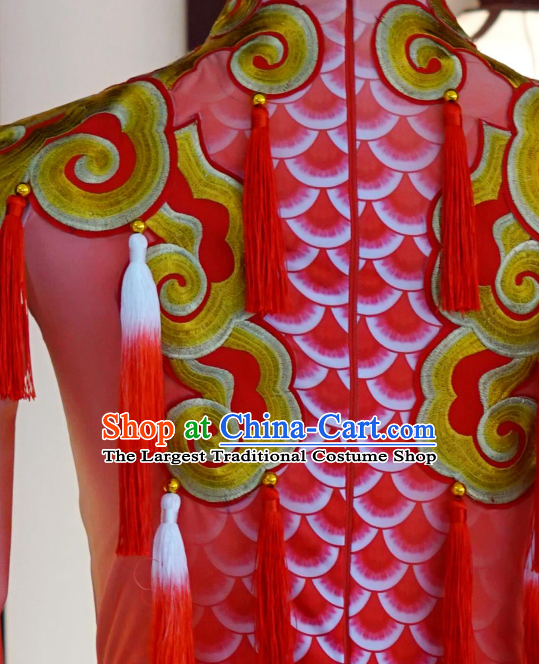 Chinese Year Of The Dragon Drumming Costume Spring Festival Gala Stage Performance Outfit Red Dragon Scales Dance Clothing