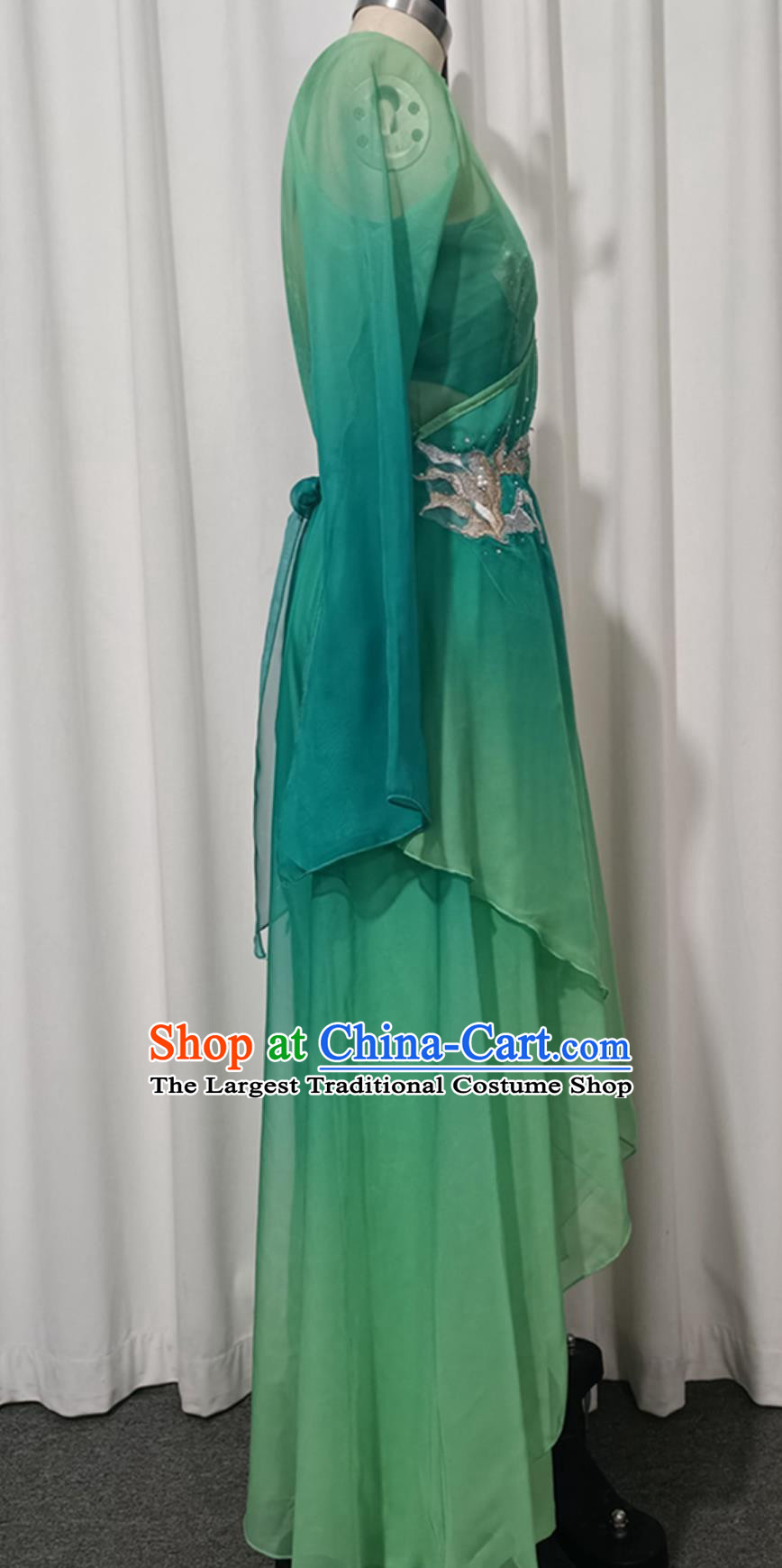 Classical Dance Costume Traditional Chinese Dance After The Rain Stage Performance Outfit Umbrella Dance Green Dress