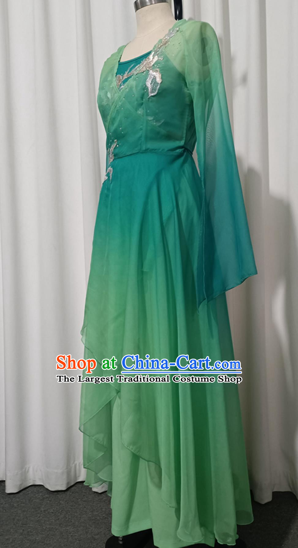 Classical Dance Costume Traditional Chinese Dance After The Rain Stage Performance Outfit Umbrella Dance Green Dress
