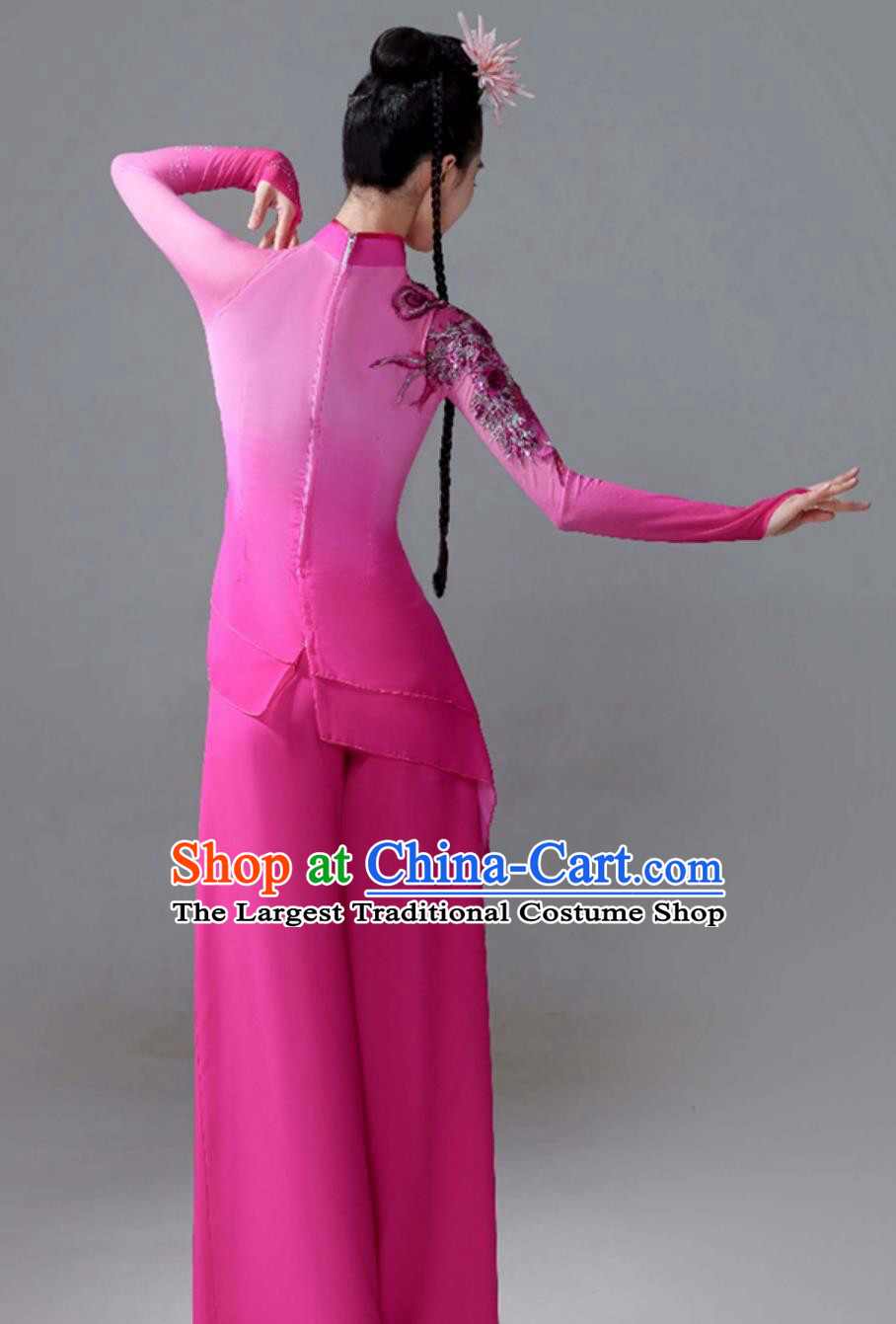 Classical Dance Costume Fen River Beauty Jiaozhou Yangko Dance Pink Outfit Lotus Award Dance Contest Clothing