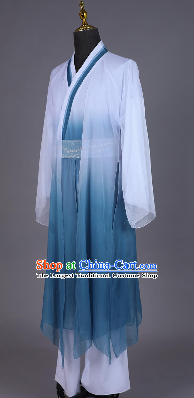 Classical Dance Ode To Breeze Stage Performance Costume Male Dance Blue Outfit Ethereal Ancient Chinese Style Clothing