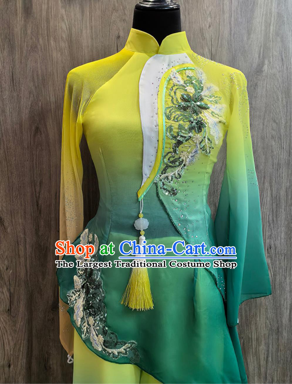 Jiaozhou Yangko Costume Chinese Classical Dance Performance Green Outfit Ancient Style Dance Clothing