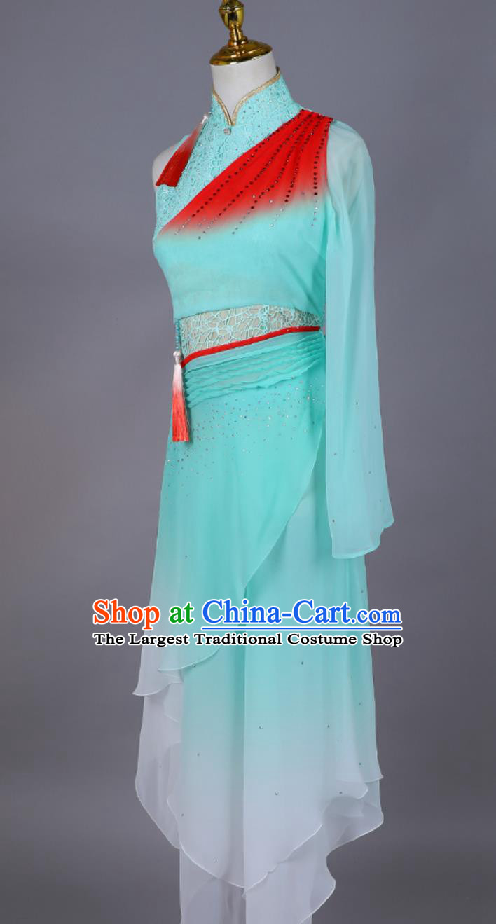 Chinese Dance Drama Heart Tip Costume Taoli Cup Yangko Dance Blue Outfit
