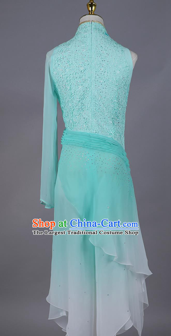 Chinese Dance Drama Heart Tip Costume Taoli Cup Yangko Dance Blue Outfit