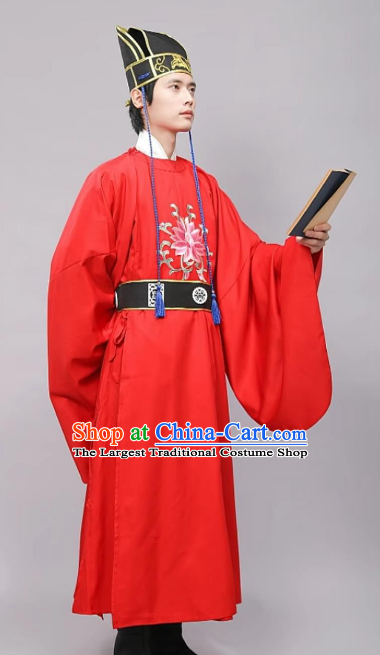 Eight Row Dance Performance Costume Sacrificial Ceremony Confucius Dance Clothing Chinese Tang Dynasty Men Round Collar Robe