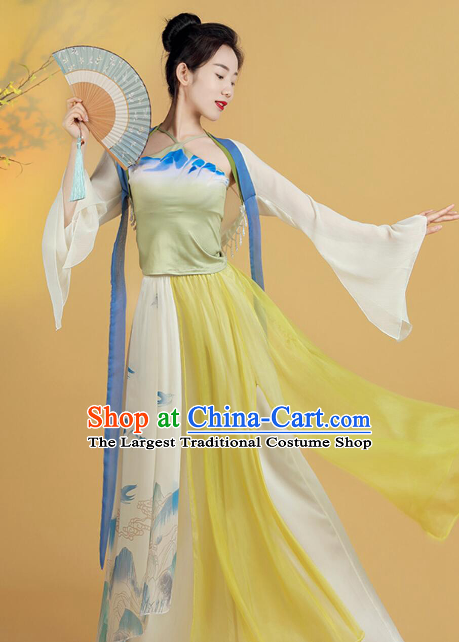 Children Classical Dance Costume Women Elegant Chiffon Chinese Style Ethereal Practice Wear Art Exam Ethnic Performance Outfit