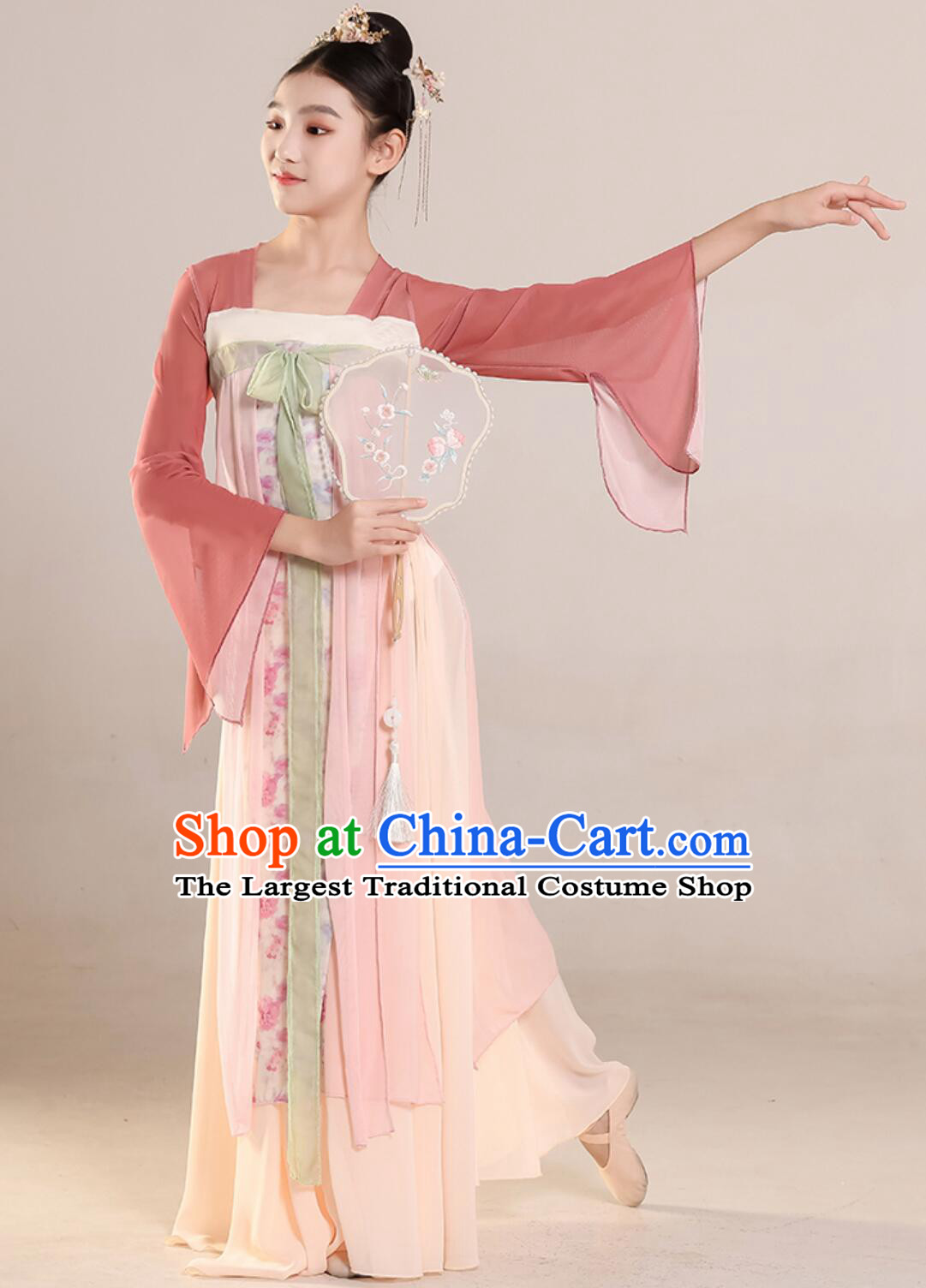 Children Chinese Style Classical Dance Costume Flowing Hanfu High Waist Elegant Dress Girls Dance Performance Outfit