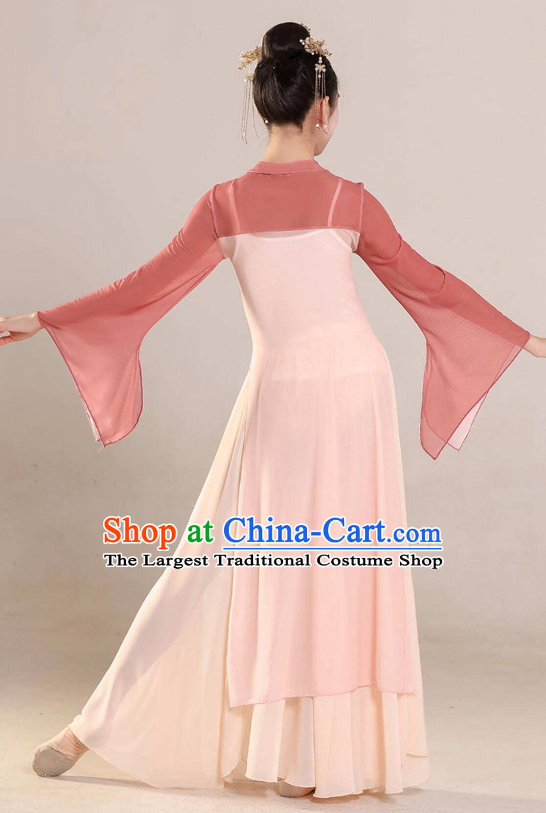 Children Chinese Style Classical Dance Costume Flowing Hanfu High Waist Elegant Dress Girls Dance Performance Outfit
