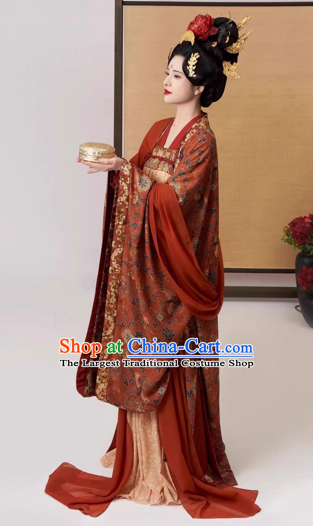Huacai Oriental Show Tang Dynasty Restoration Wide Sleeve Gown With Pibo Chinese Imitation Zhuanghua High Waist Ruqun Hanfu Dress