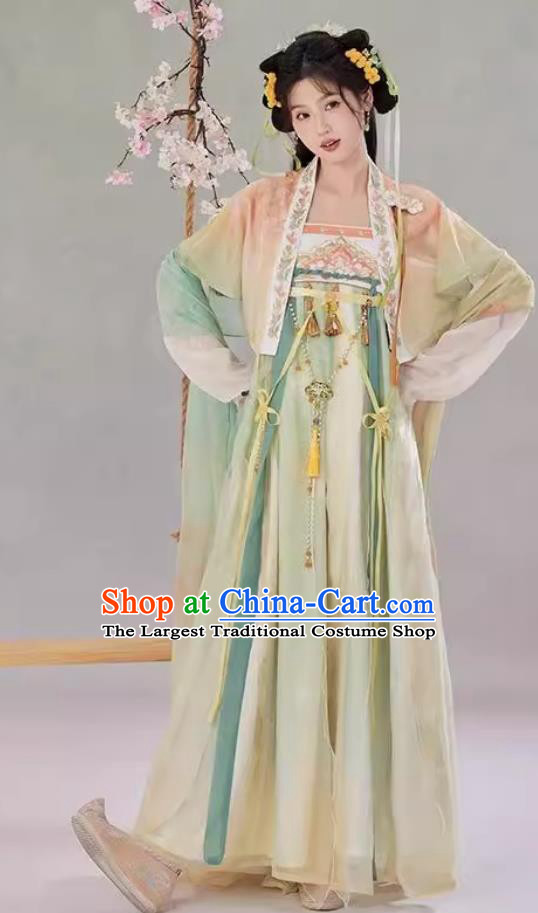 Hanfu Women High Waist Chinese Fairy Style Costume Spring Summer Ruqun Dress With Embroidery