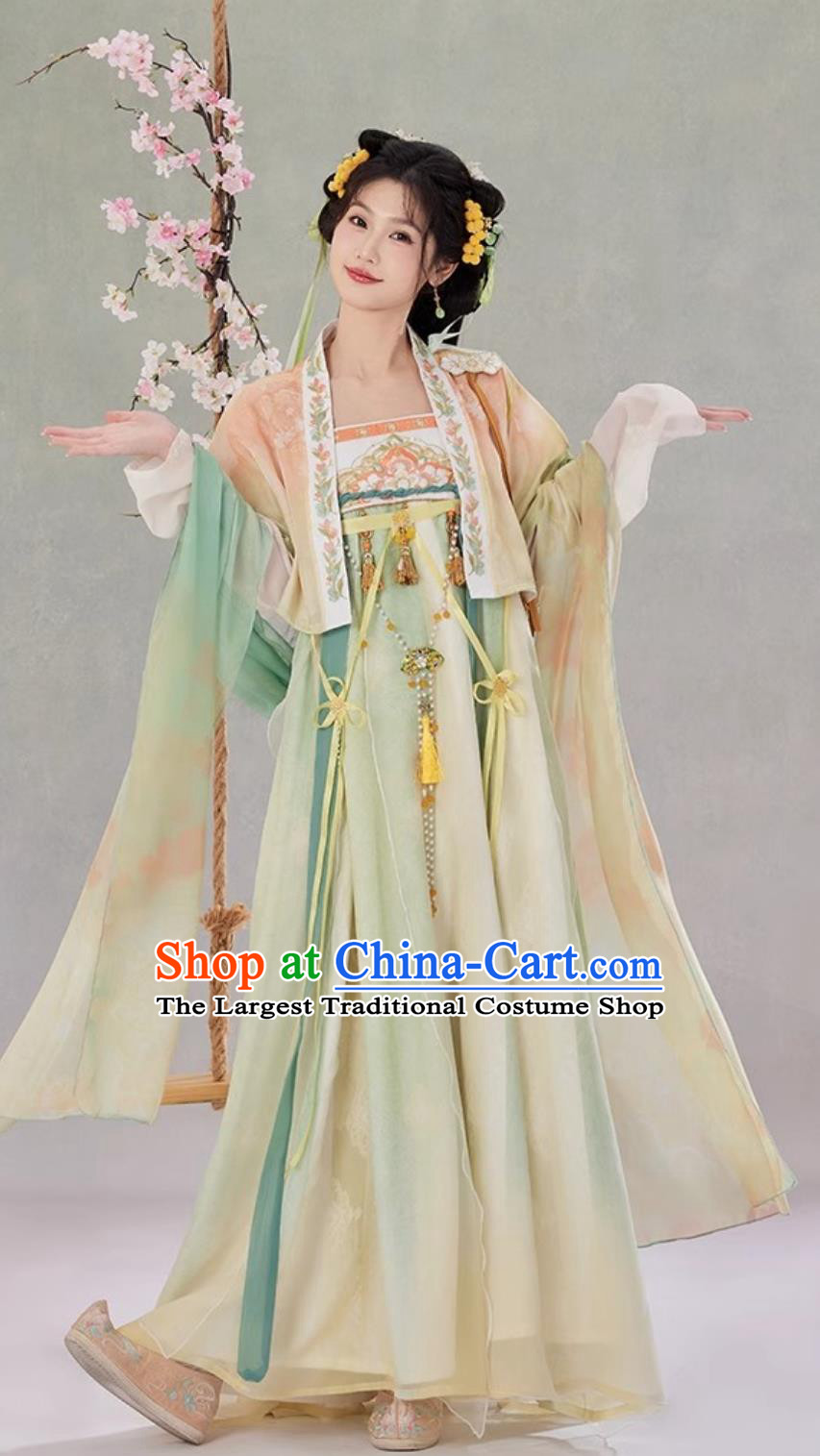 Hanfu Women High Waist Chinese Fairy Style Costume Spring Summer Ruqun Dress With Embroidery