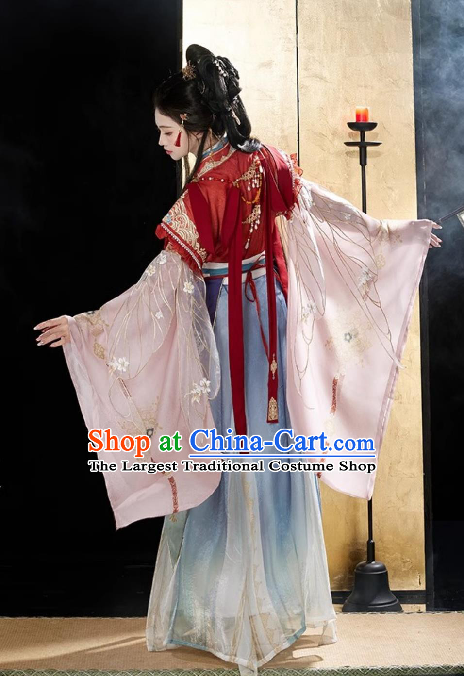 Hanfu Women Goddess of Luo River Costume Chinese Northern Southern Dynasties Style Immortal Dress Heavy Embroidery Wide Sleeve Gown