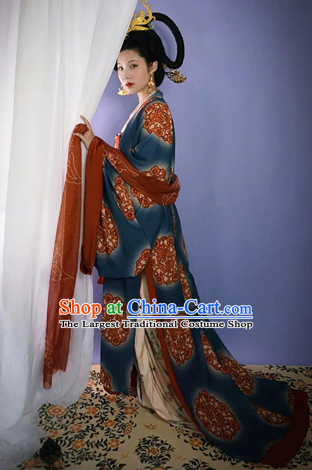 Women Hanfu Five Dynasties Mural Bodhisattva Guide Noblewoman Attire Chinese Tang Dynasty Style Restoration Dresses Set