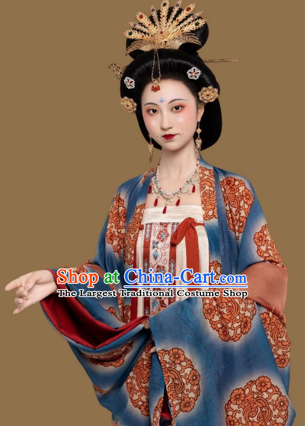Women Hanfu Five Dynasties Mural Bodhisattva Guide Noblewoman Attire Chinese Tang Dynasty Style Restoration Dresses Set