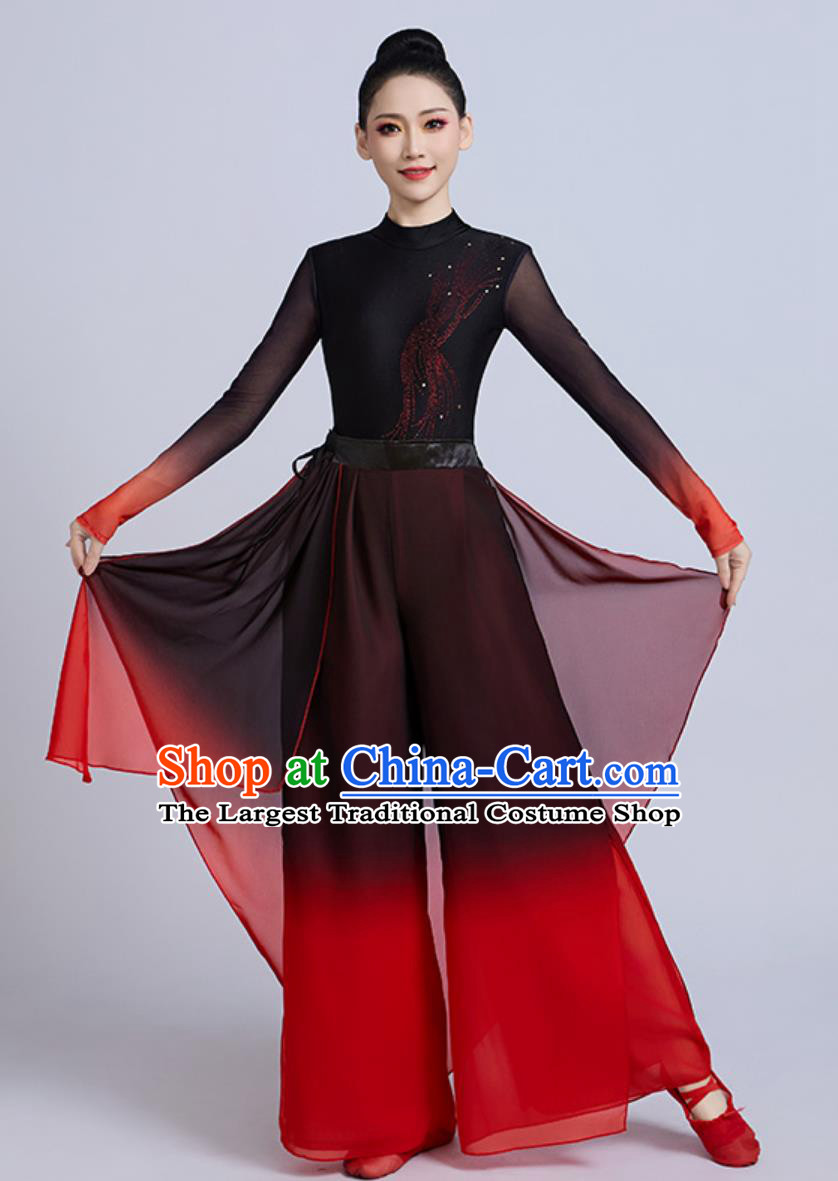 Classical Dance Performance Costume Women Chinese Black Red Gradient Sword Dance Outfit Xiang Wang Xing Po Zhen Yue Dance Clothing