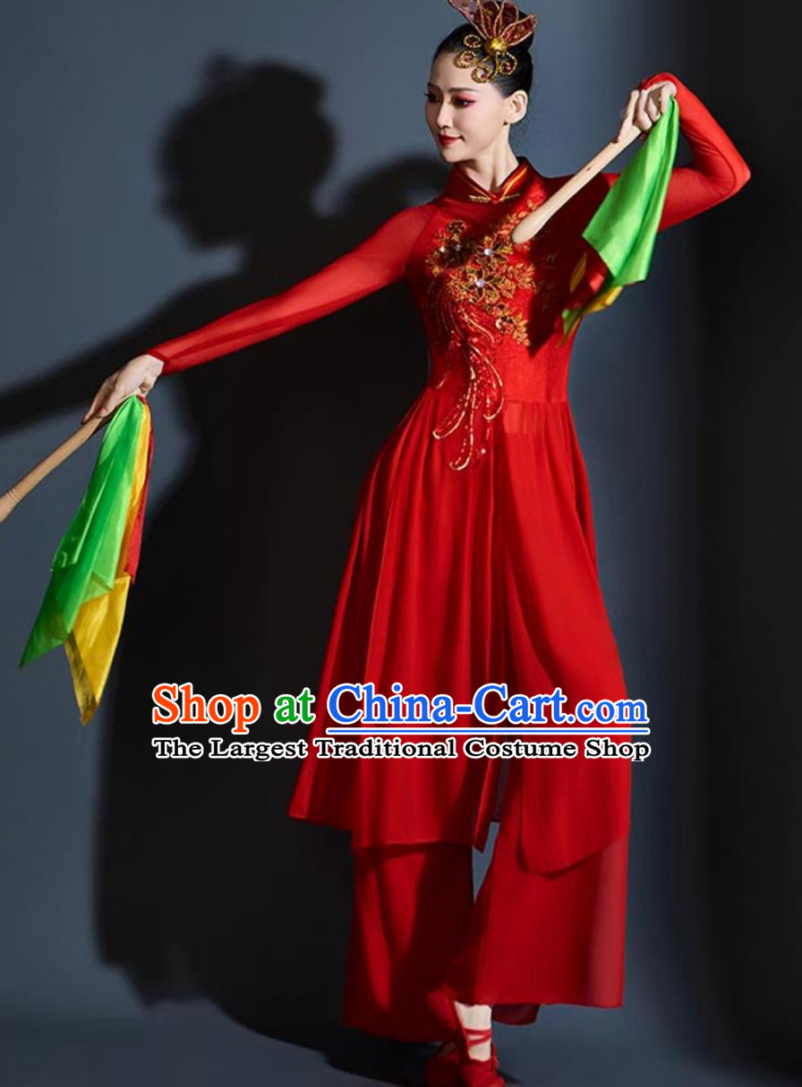 Yangko Dance Performance Clothing Chinese Festive Drum Dance Lantern Dance Red Outfit Performance Costume Women