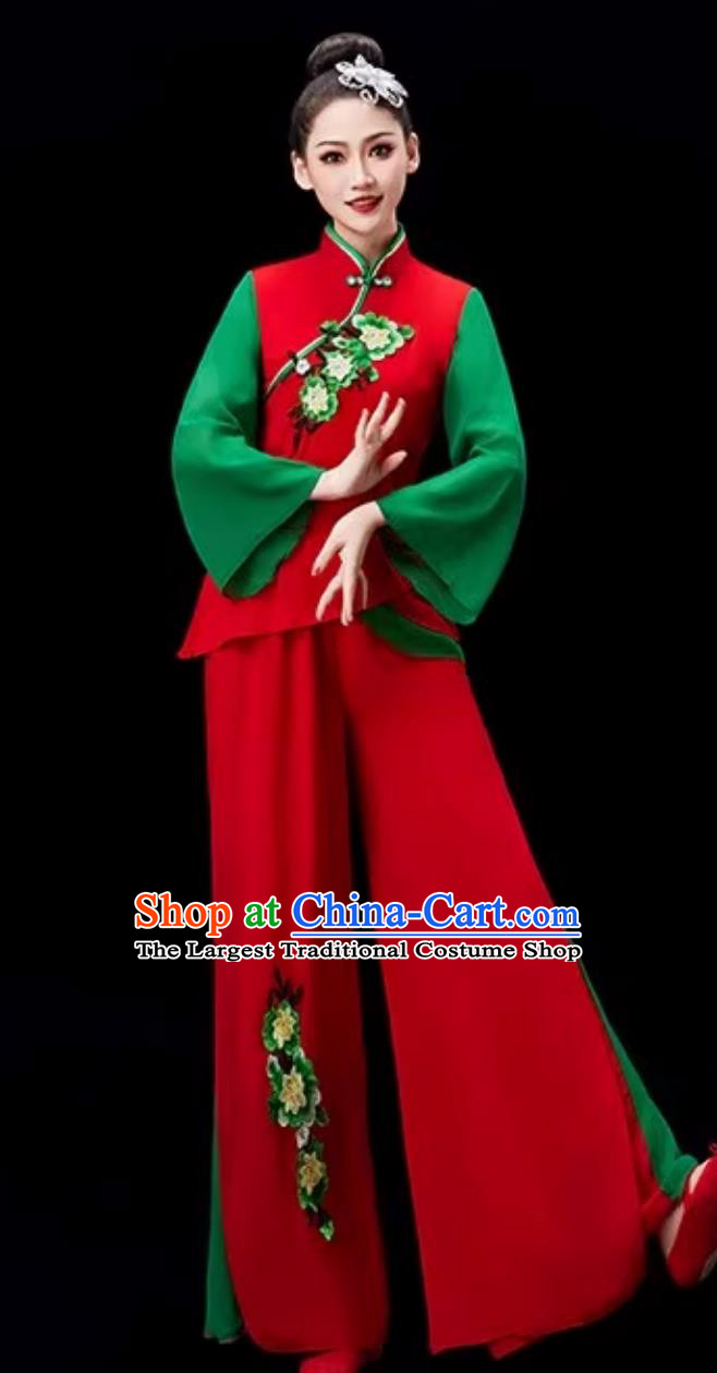 Jiaozhou Yangko Dance Costume Performance Costume Chinese Fan Dance Costume Festive Waist Drum Dance Costume