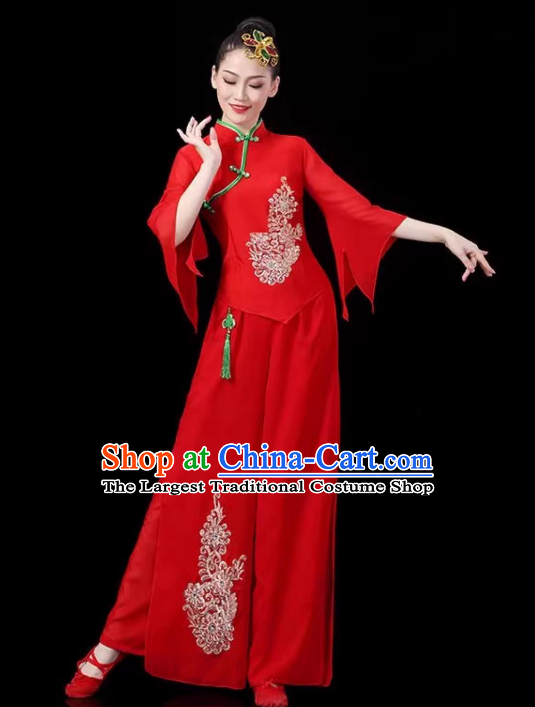 Yangko Dance Performance Costume Fan Dance Red Outfit Yangge Dance Performance Clothing