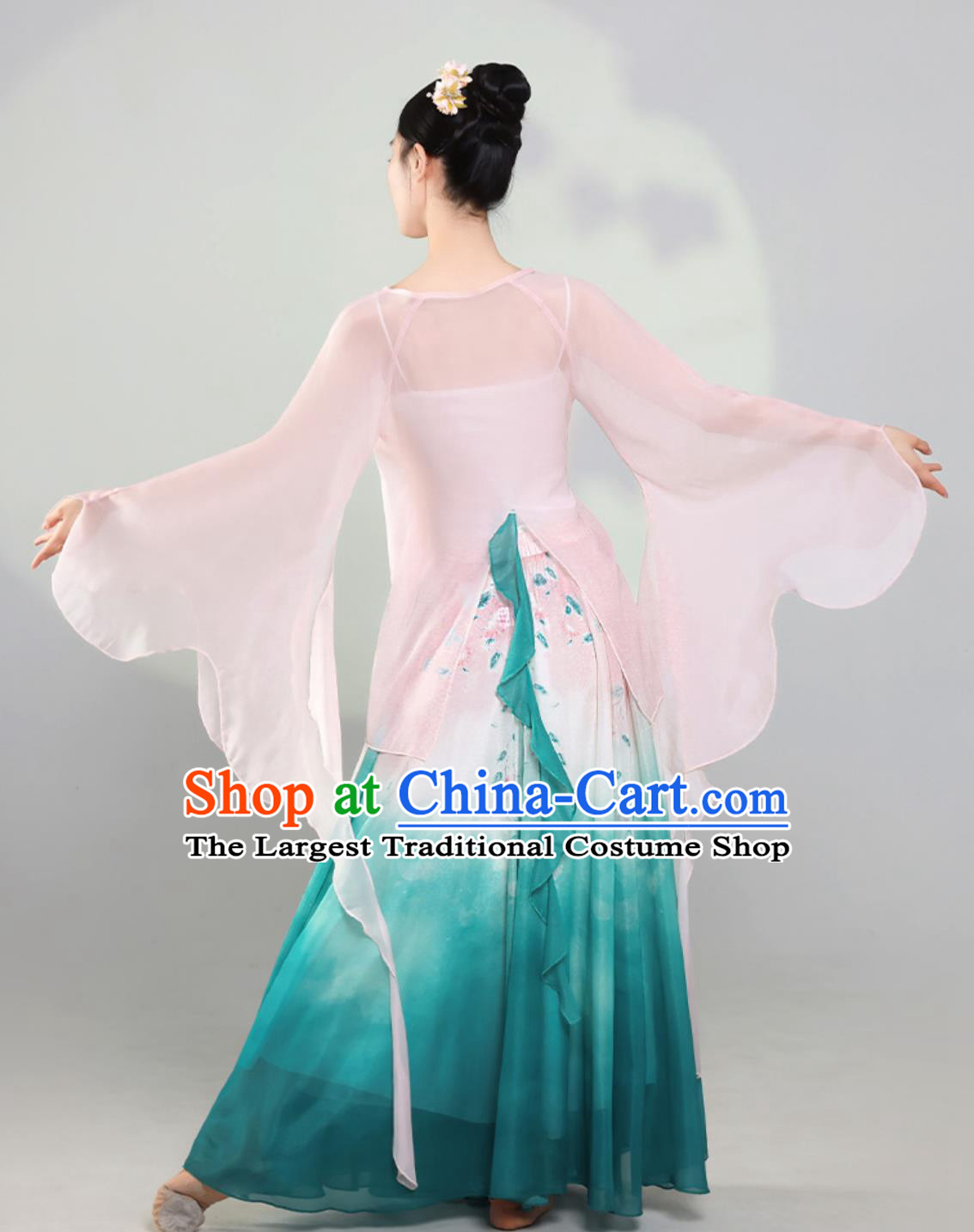 Classical Dance Costume Performance Wear Begonia Flower Mesh Skirt Chinese Dance Practice Outfit