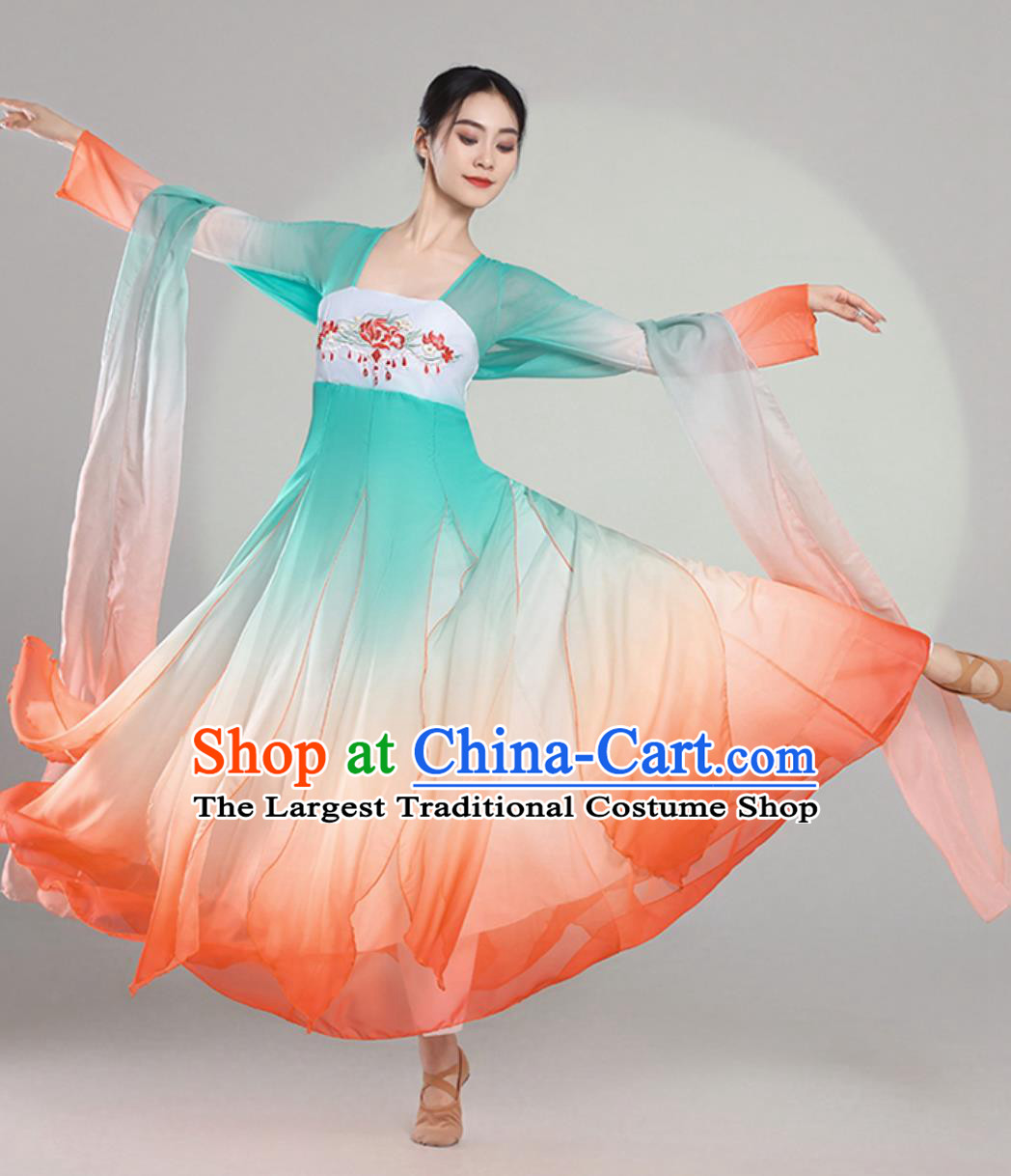 Classical Dance Performance Costume Women Elegant Chinese Style Chiffon Dress Dance Practice Wear Koi Fish Continuous Years Dance Costume