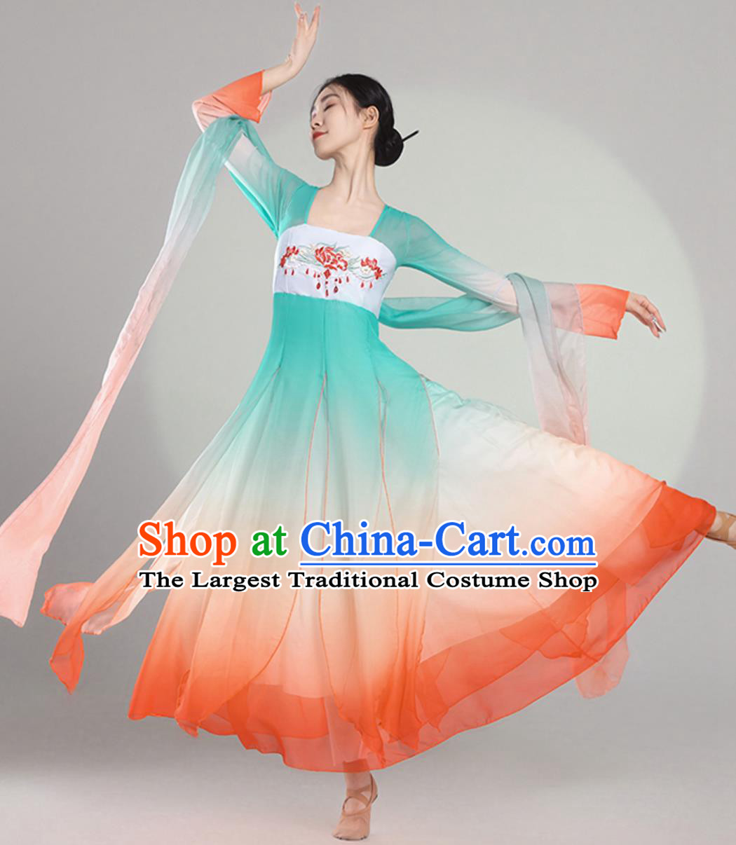 Classical Dance Performance Costume Women Elegant Chinese Style Chiffon Dress Dance Practice Wear Koi Fish Continuous Years Dance Costume