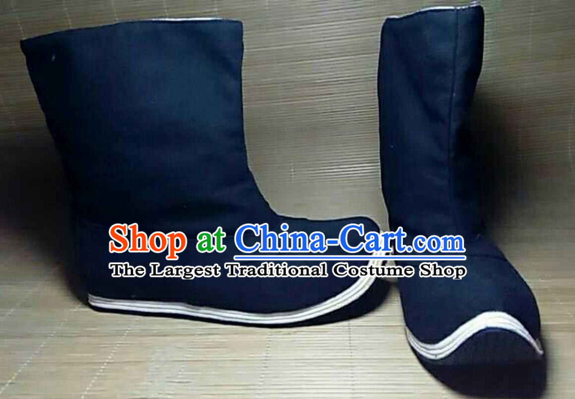 Traditional Chinese Kung Fu Shoes China Ancient Swordsman Boots Wu Shu Training Black Boots for Men