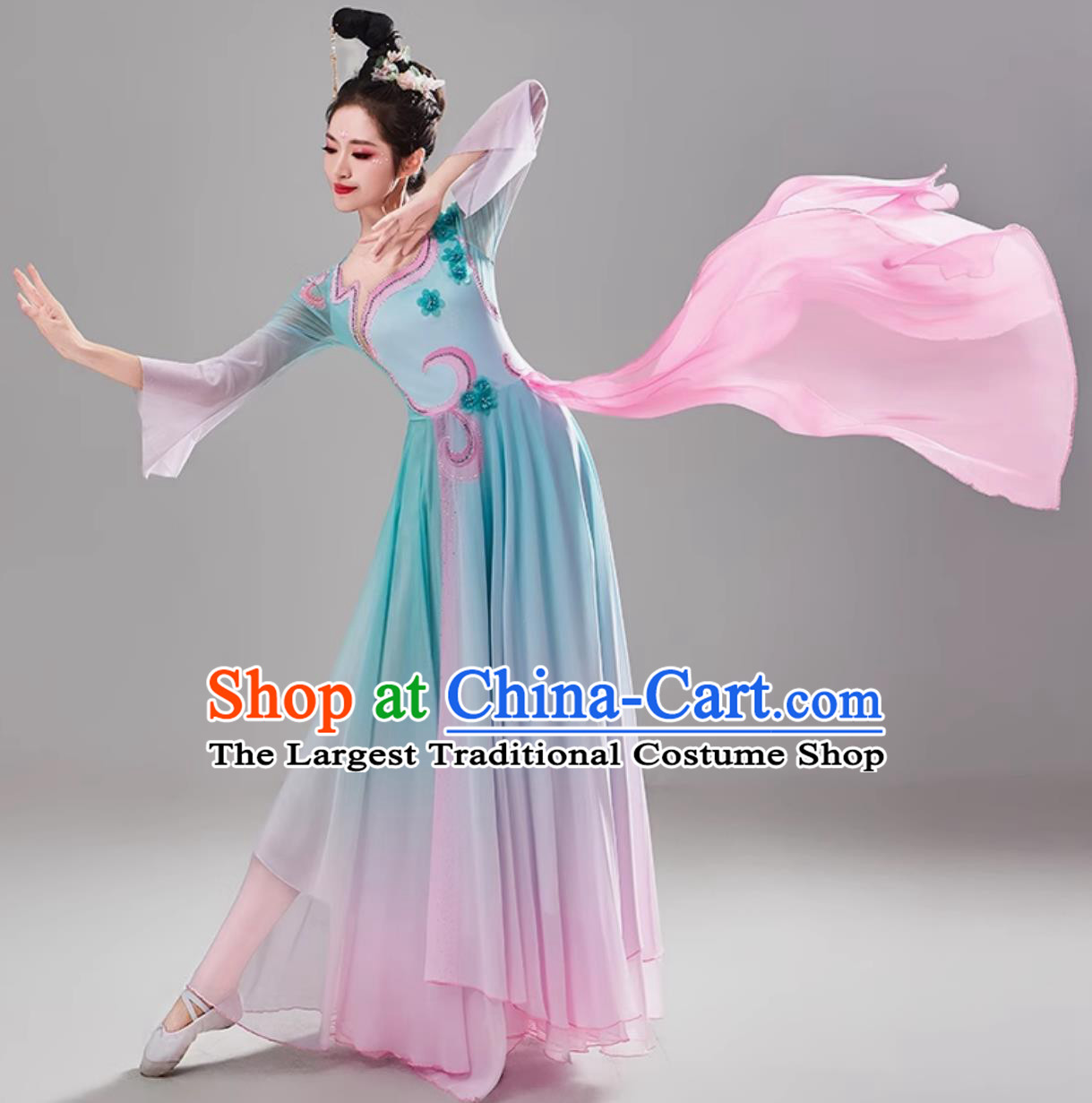 Top Dance Contest Woman Solo Dance Costume Chinese Classical Dance Dress Stage Performance Umbrella Dance Clothing