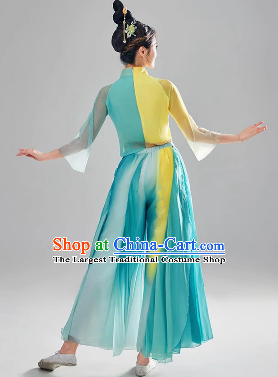 Traditional Yangko Dance Costume Women Group Fan Dance Green Uniform Chinese Folk Dance Clothing