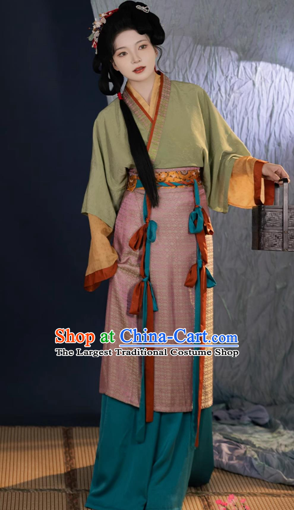 Traditional Chinese Hanfu Dress Song Dynasty Historical Costume Ancient China Young Woman Clothing