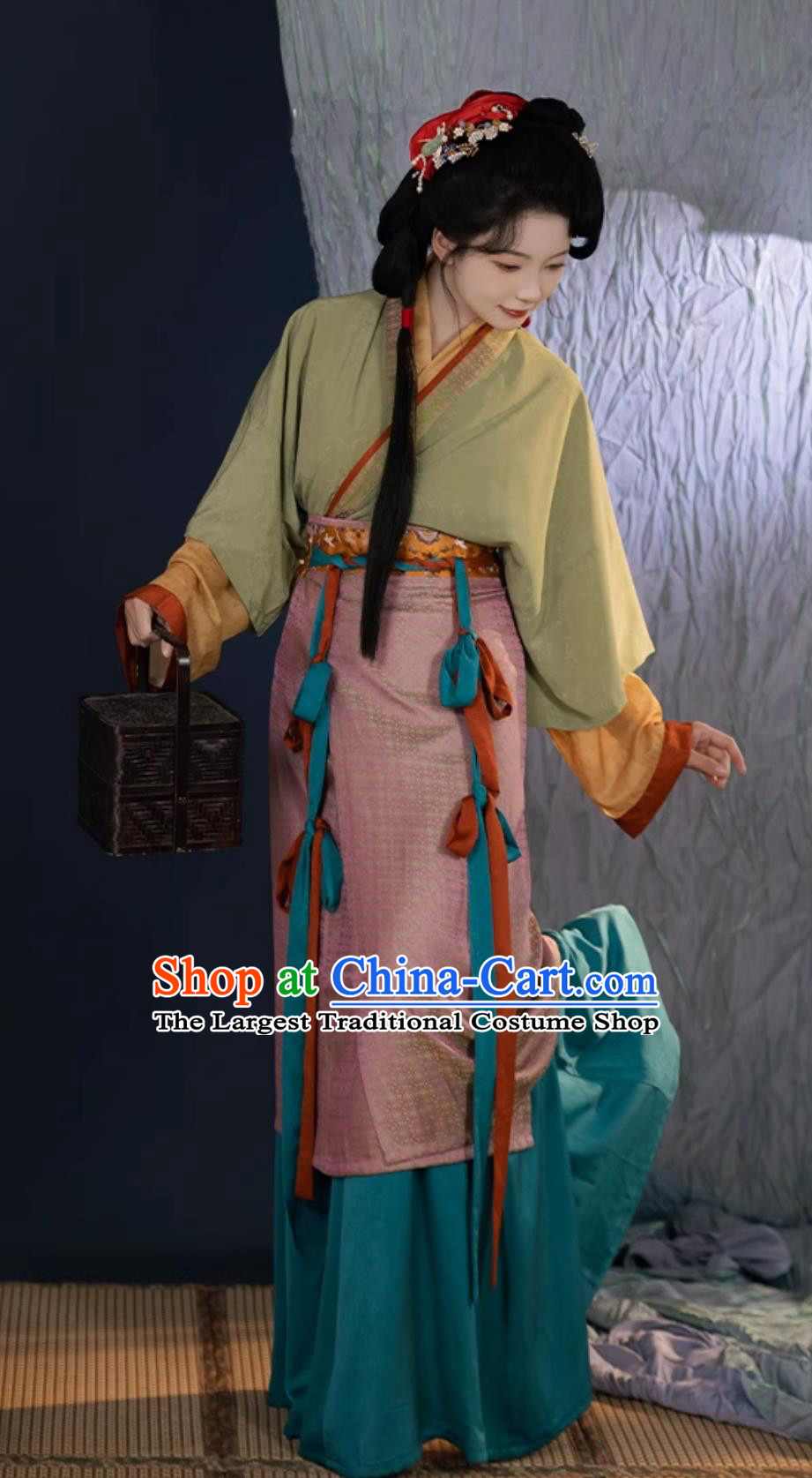 Traditional Chinese Hanfu Dress Song Dynasty Historical Costume Ancient China Young Woman Clothing