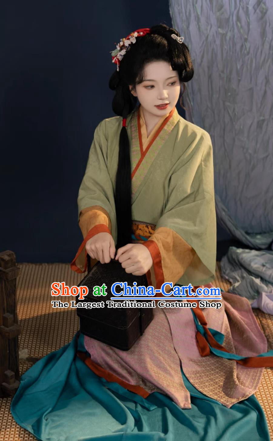 Traditional Chinese Hanfu Dress Song Dynasty Historical Costume Ancient China Young Woman Clothing
