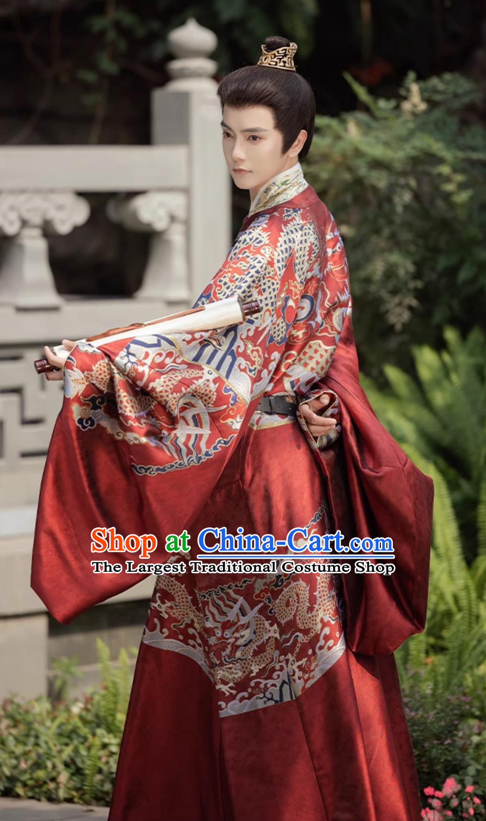 Traditional Chinese Ming Dynasty Historical Costume Hanfu Red Brocade Robe Ancient China Wedding Attire