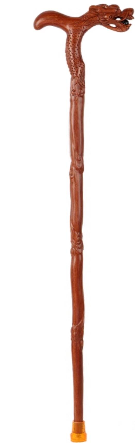 Chinese Hand Carved Cloud Dragon Cane Rosewood Crutch