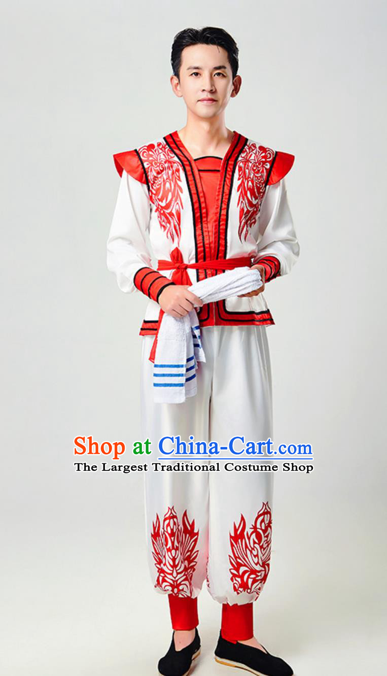 Chinese Ansai Waist Drum Outfit Men Shanxi Traditional Yangko Performance Costume