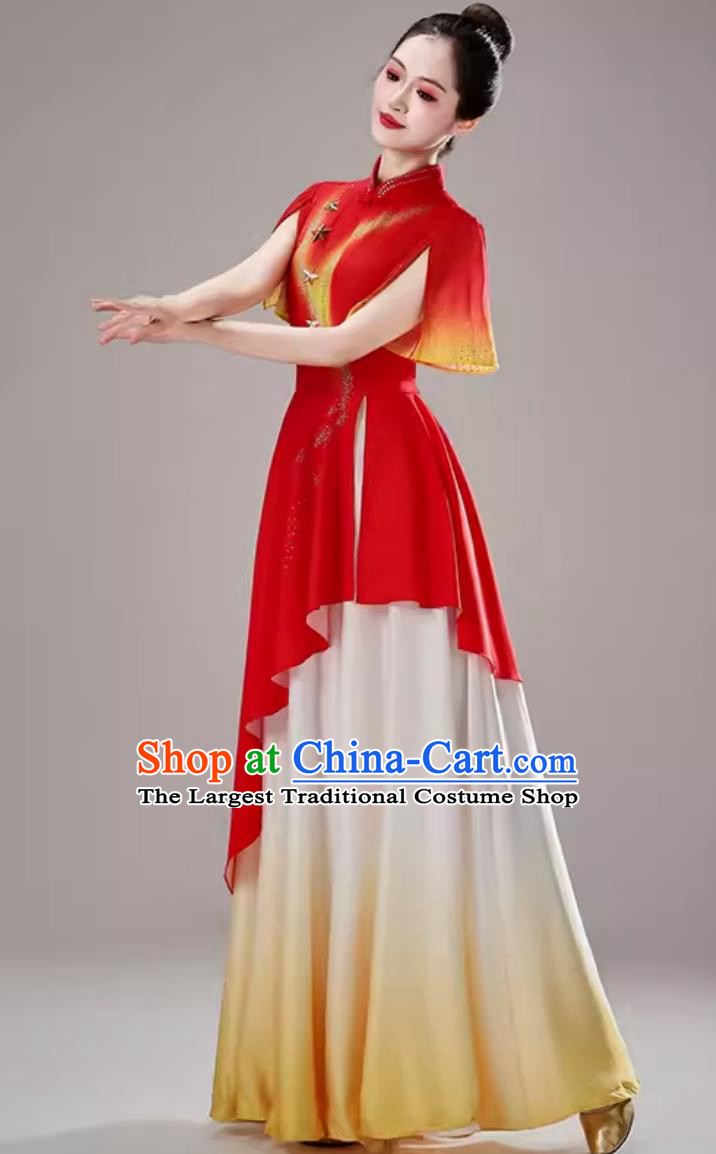 Classical Dance Performance Costume Women Bless The Motherland Choir Costume Opening Dance Modern Red Song Competition Dance Dress