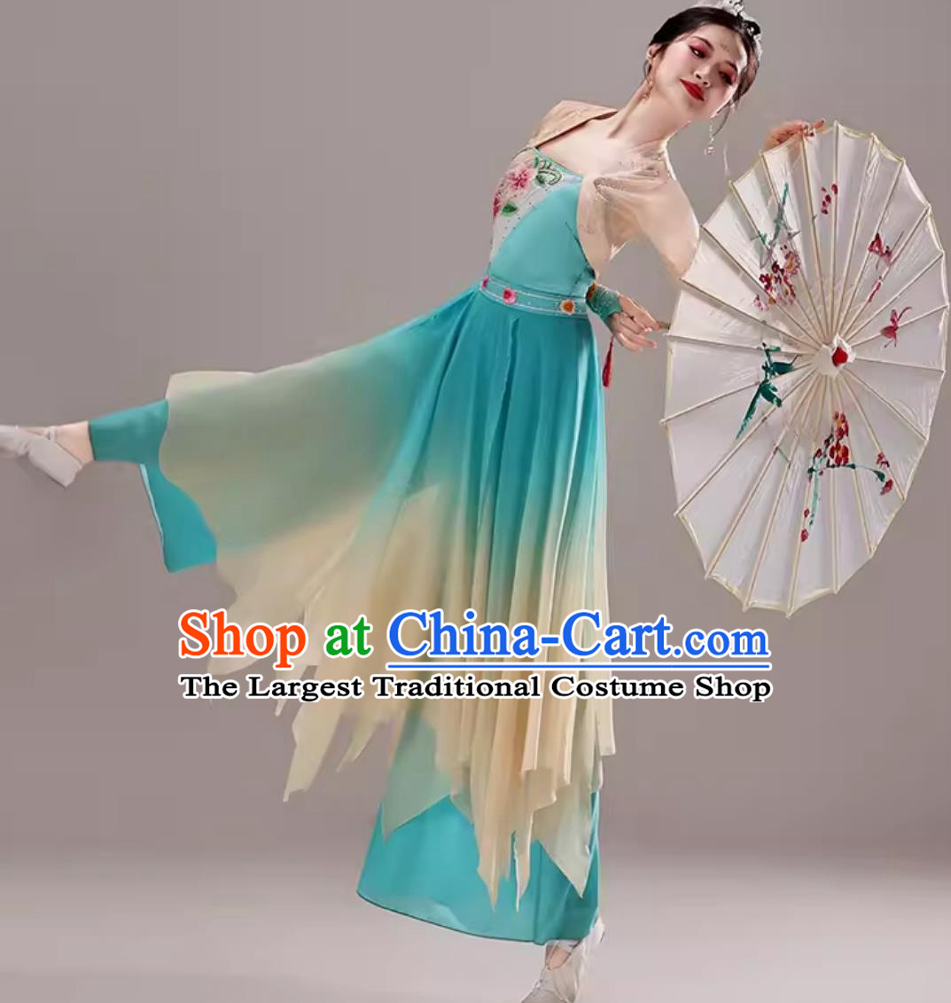 Woman Solo Dance Flowing Light Outfit Classical Dance Performance Costume Chinese Han Tang Fan Dance Dress