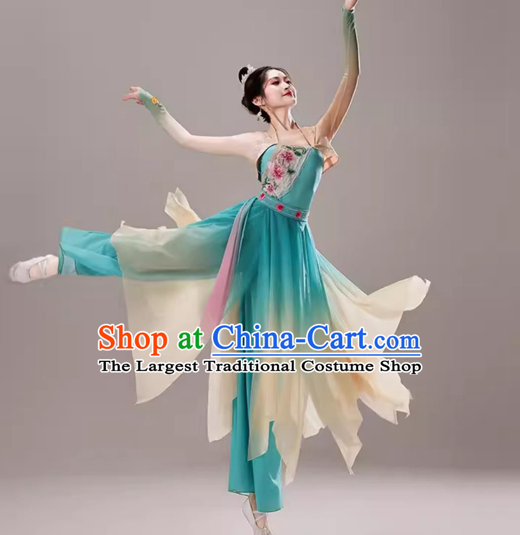 Woman Solo Dance Flowing Light Outfit Classical Dance Performance Costume Chinese Han Tang Fan Dance Dress